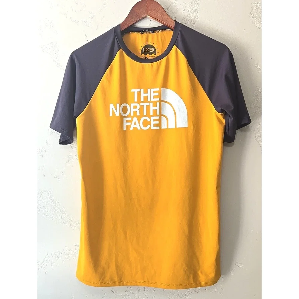 The North Face Boys XL 18/20 Orange Logo T-Shirt Youth Short Sleeve UPF 50 Tee